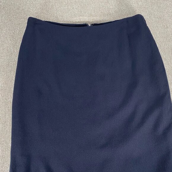 Linda Allard Ellen Tracy Wool Blend Pencil Skirt Women 14 Navy Blue Casual Korea - Picture 4 of 13